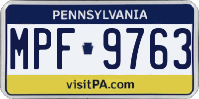 PA license plate MPF9763
