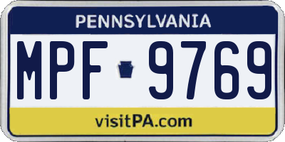 PA license plate MPF9769