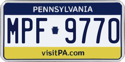 PA license plate MPF9770