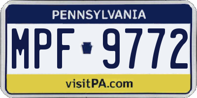 PA license plate MPF9772