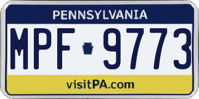 PA license plate MPF9773
