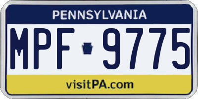 PA license plate MPF9775