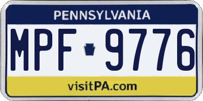 PA license plate MPF9776