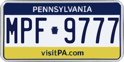 PA license plate MPF9777