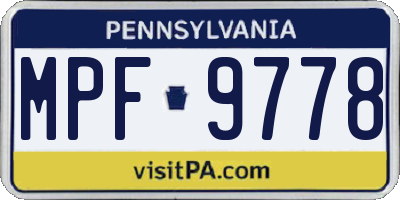 PA license plate MPF9778