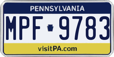 PA license plate MPF9783
