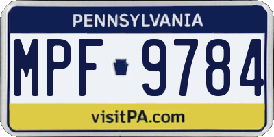PA license plate MPF9784
