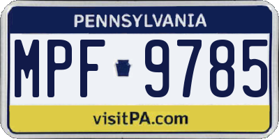 PA license plate MPF9785
