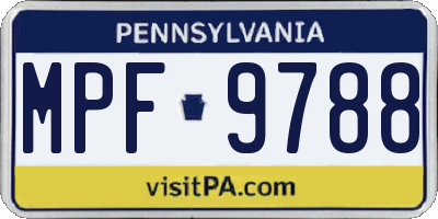 PA license plate MPF9788