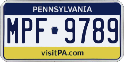 PA license plate MPF9789