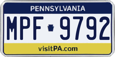 PA license plate MPF9792