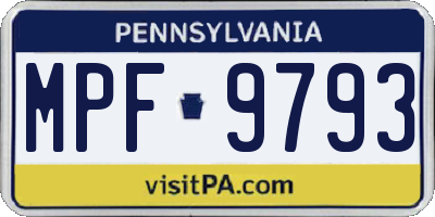 PA license plate MPF9793