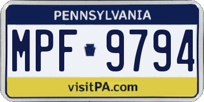 PA license plate MPF9794