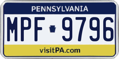 PA license plate MPF9796