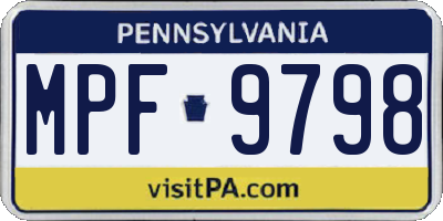 PA license plate MPF9798