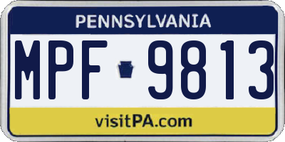 PA license plate MPF9813
