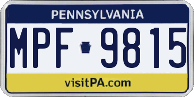 PA license plate MPF9815