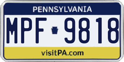 PA license plate MPF9818