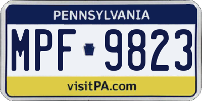 PA license plate MPF9823