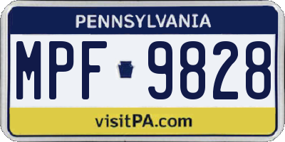 PA license plate MPF9828