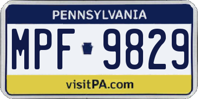 PA license plate MPF9829