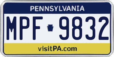 PA license plate MPF9832