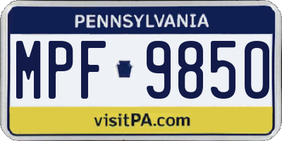 PA license plate MPF9850