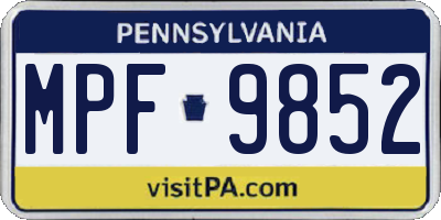 PA license plate MPF9852