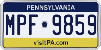 PA license plate MPF9859