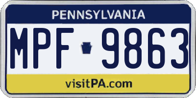 PA license plate MPF9863