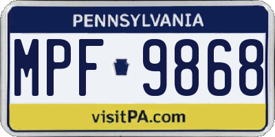 PA license plate MPF9868