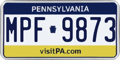 PA license plate MPF9873