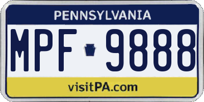 PA license plate MPF9888