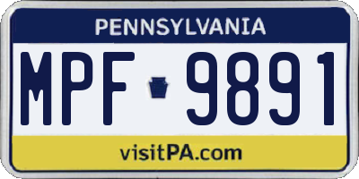 PA license plate MPF9891