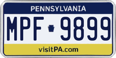 PA license plate MPF9899