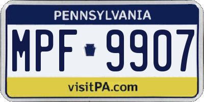 PA license plate MPF9907