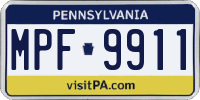 PA license plate MPF9911