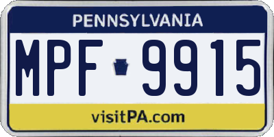 PA license plate MPF9915