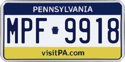 PA license plate MPF9918