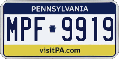 PA license plate MPF9919