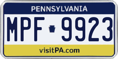 PA license plate MPF9923