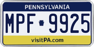 PA license plate MPF9925