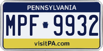 PA license plate MPF9932