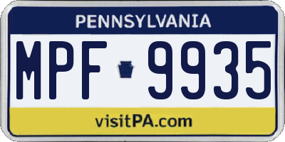 PA license plate MPF9935
