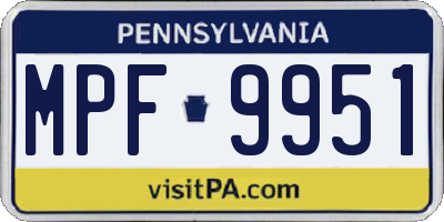 PA license plate MPF9951