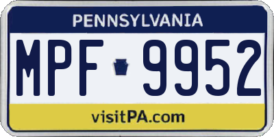 PA license plate MPF9952