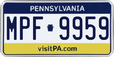 PA license plate MPF9959
