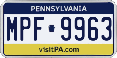 PA license plate MPF9963