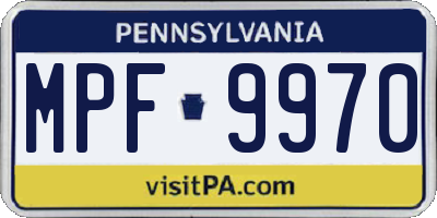 PA license plate MPF9970