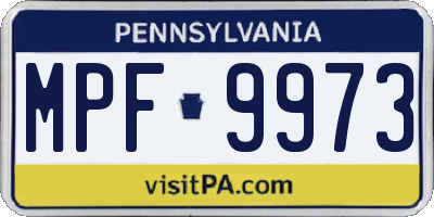 PA license plate MPF9973
